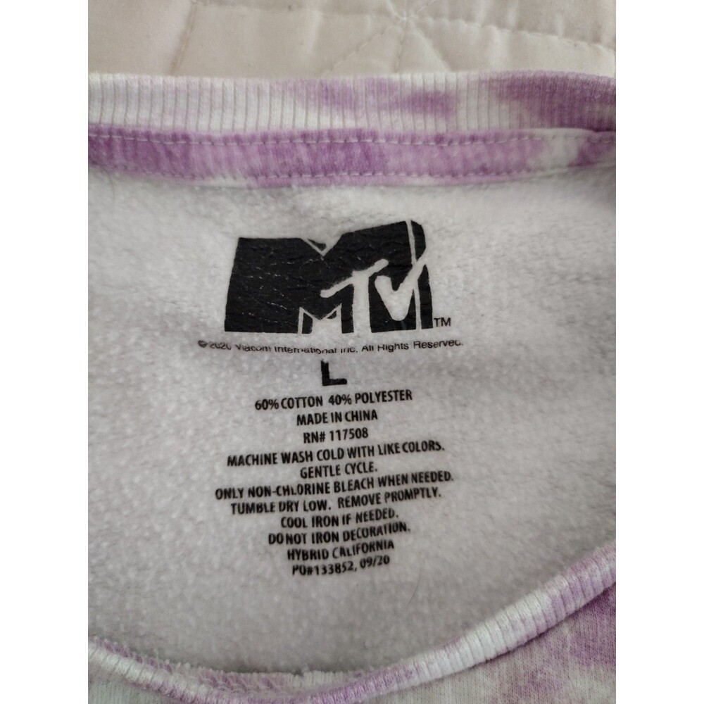 Girls' MTV Graphic Purple Tie-Dye Fleece Sweatshirt Size M 10-12